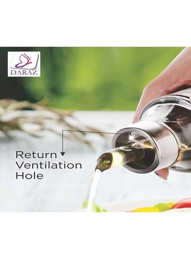 DARAZ موزع زيت داراز من الفولاذ المقاوم للصدأ مع فوهة | وعاء زيت | صبّاب زيت | قدر زيت | علبة زيت | زجاجة زيت بمقبض (1 لتر) - Image 2